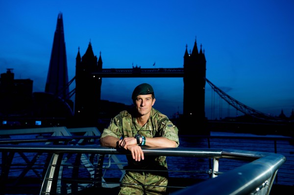 Highly Commended:The Peregrine Trophy is awarded to the section or unit submitting the best portfolio of six prints (black and white and/or colour) of Service-related subjects Sponsor: Calumet. Pictured at HMS President, by Tower Bridge in London is Hon Lt Col Bear Grylls RMR.