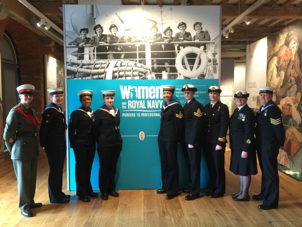 Naval Servicewoman and RM bandmaster escorts_image at Museum.