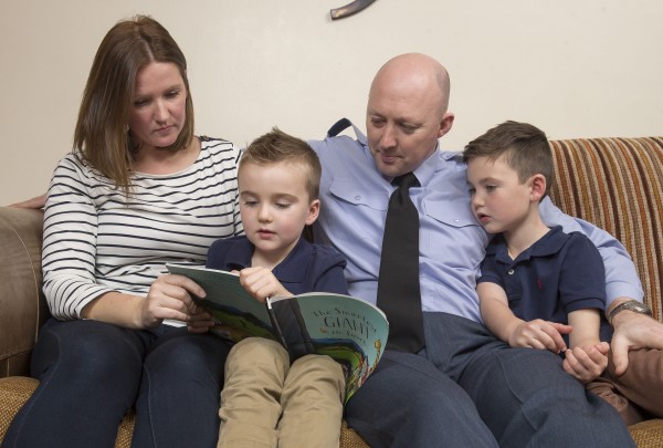 RAF - Swiggsy and his family Emma, Archie and Charlie at his home in Corsham, Wiltshire