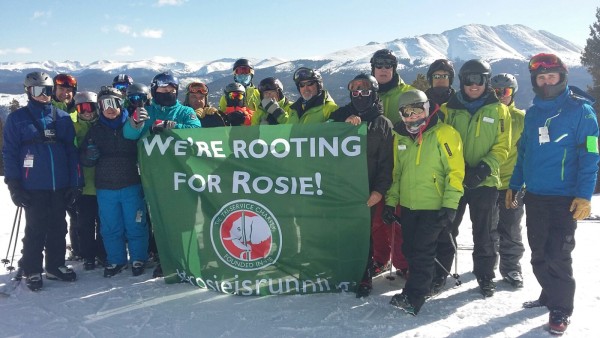 Roger Mountjoy (6th from right) with one of our skiing groups