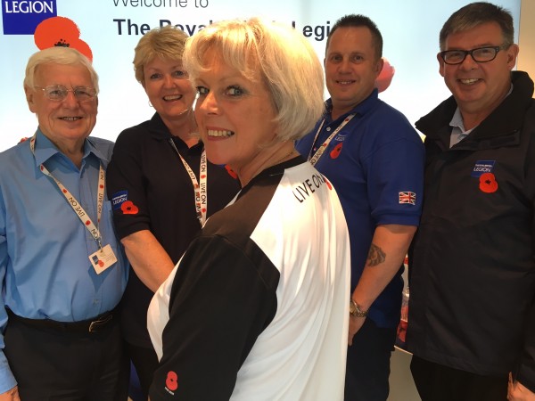 Staff from the Royal British Legion HQ for Merseyside & Cheshire: (L-R) Brian Doran (volunteer), Kate Taylor (Advice & Information Officer), John Keane (volunteer), Bill Martin (Membership Support Officer) and wearing the shirt in the foreground is Mandy Sutton (Advice & Information Team Leader)