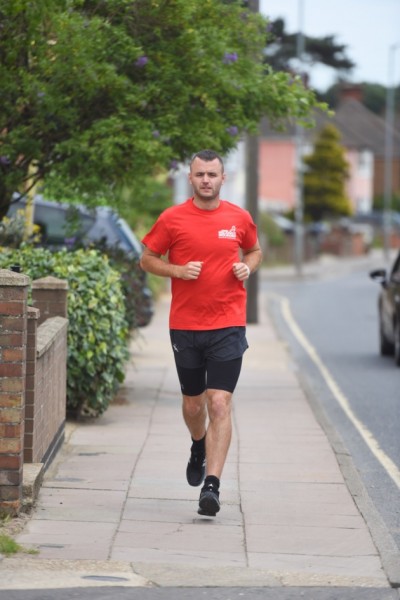 Kyle aims to run from Warrington to Ipswich in just 5 days in aid of Walking With The Wounded. Photo Credit Ipwich Star (2)