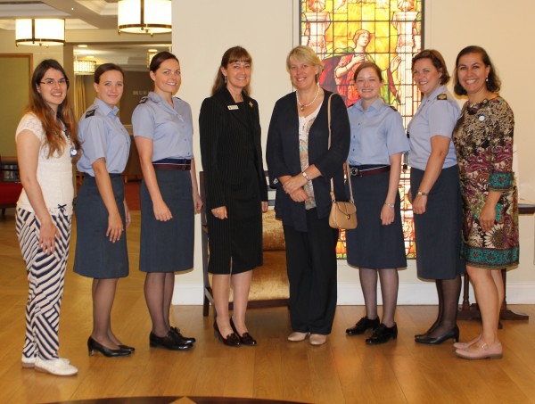 Headley Court nurses with (from L-R) activities co-ordinator Carla Kedzierski, Director of Care Pauline Shaw, Group Captain Teresa Griffiths and Activities Manager Raquel Pena Aristizabal.