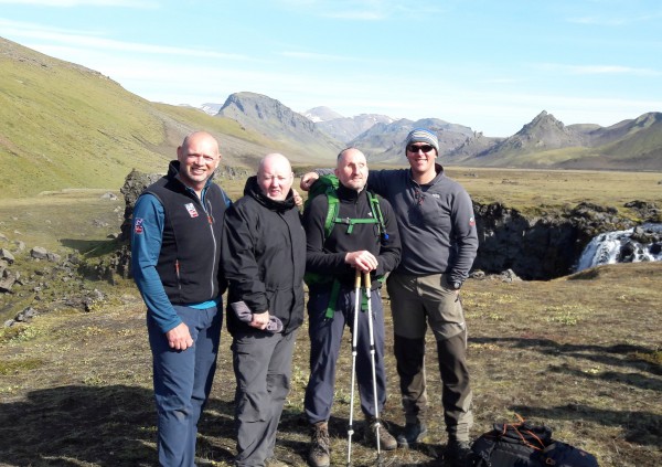 Steve Thomas (second left) with fellow walkers on the trek