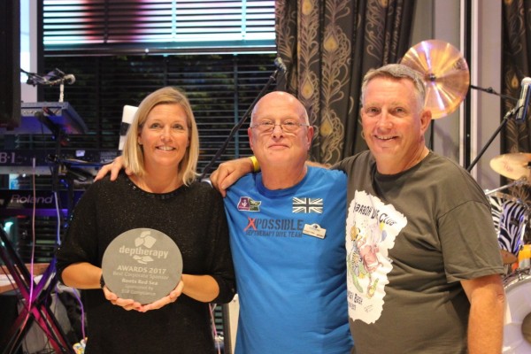 Deptherapy Chair and Founder Richard Cullen with Clare and Steve Rattle, organisers of the event and winners of one of the three Corporate Sponsor Awards