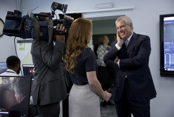 Student Sophie Maynard, left, and HRH The Duke of York, at the opening of the Forces Media Academy.