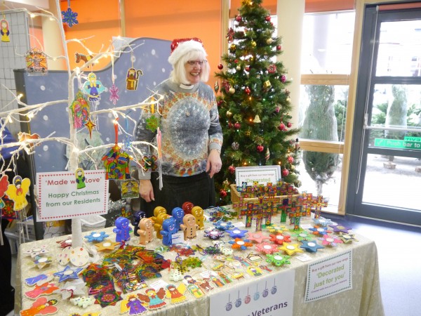 Care for Veterans' Chaplain, Reverend Beverley Miles, sells gifts and decorations made by residents