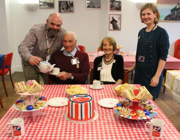 Recreating the atmosphere of the Great British Bake Off - Community Team Leader Matthew Athey, blind veteran Eric Waters, Eric's friend Margaret Neale, Community Support Worker Isobel Whelan