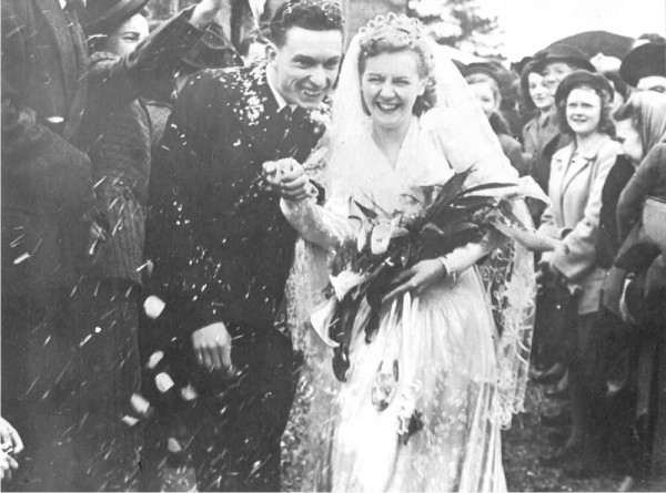 Vera and Lewis Trinder on their wedding day on Valentine's Day 1948