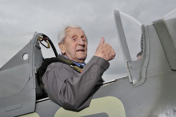 Squadron Leader Allan Scott DFM returned to Biggin Hill today 1.4.18 to mark the 100th anniversary of the RAF and took to the skies in a beloved Spitfire where he performed a flypast and completed at barrel roll over the runway. Allan originally flew from Biggin Hill in 1941, towards the end of the Battle of Britain. Whilst stationed at Biggin Hill Allan met the King on one of his visits. Following his time at Biggin Hill Allan was posted to Malta, which was under siege with continual raids by the Luftwaffe and the RAF were battling against heavy odds. He flew his Spitfire off HMS Eagle to the island on 21st July 1942, wherehe saw much action - including a victory during Operation Pedestal on 13th August.   Squadron Leader Allan Scott DFM is an Ambassador for the Royal Air Force Benevolent Fund, the RAF’s leading welfare charity. This distinguished pilot has been working with the Fund to help raise awareness of the support the charity provides for the veteran community, from financial assistance and housing adaptations to welfare breaks and mobility aids. Last year the charity spent £17.6m supporting more than 55,000 members of the RAF Family. He is pictured with Mary Ellis  aged 101 a former Air Transport Auxiliary pilot who delivered over 1000 aircraft during the Second World War - 400 of them Spitfires. Fiona Ferguson Royal Air Force Benevolent Fund 67 Portland Place, London, W1B 1AR  www.rafbf.org     | M: 07894 479405   --  Adrian Brooks imagewise  -  wise words - clever pictures The Award Winning Photographic Consultancy Imagewise Limited, Deri, Green Dene, East Horsley, Surrey,  KT24 5RE Telephone : 01483 283879  -  Mobile : 07768 696197   Email : adrian@imagewise.co.uk     Website : www.imagewise.co.uk   ￼ ￼ ￼ ￼ ￼ ￼ ￼ ￼ ￼ ￼ ￼ ￼ ￼ ￼ ￼ ￼ ￼ ￼ ￼ ￼ ￼ ￼ ￼ ￼ This phot