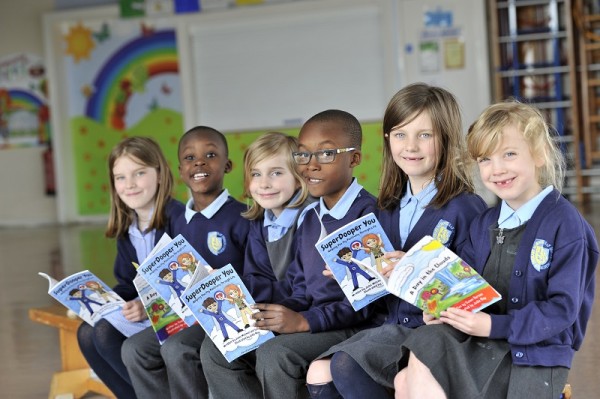 RAF Benson Primary School pupils enjoying the books.