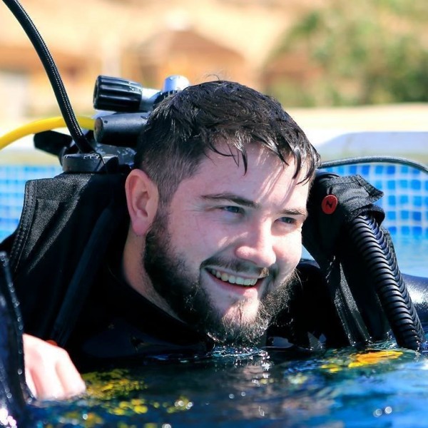 Deptherapy Ambassador and trainee Divemaster Ben Lee at Roots Red Sea, Egypt. Photo - Dmitry Knyazev; 