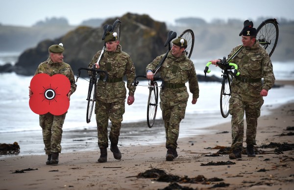 Photo Caption:- L to R Fusilier Alastair Murphy (21), centre Graeme Findlay (30) and Fusilier Stuart Wheeler (29) with their bikes alongside some of the beautiful Scottish countryside the sportive passes by. SOLDIERS GET ON THEIR BIKES TO LAUNCH POPPYSCOTLAND SPORTIVE Soldiers from 2 SCOTS will ride them on the beaches as they get on their bikes in East Lothian to help launch the 2018 Poppyscotland Sportive. The annual mass participation cycling event aims to raise funds for the leading Armed Forces charity and takes place in the county in September. Last year, more than 700 riders took part, raising nearly £50,000, but, in 2018, Poppyscotland is hoping to hit the 1,000-rider barrier. The Poppyscotland Sportive, which was launched in 2014 and has been voted one of the top three Sportives in Scotland, gives riders a choice of three routes to suit a variety of levels of experience and fitness. New for this year, though, is a timed hill climb in North Berwick (hence the choice of location for this photocall) allowing riders to battle it out to become the King or Queen of the Heugh Hill. The event, which runs on Sunday, 30th September and is sponsored by Fred Olsen Renewables, is open to everyone with riders able to pick routes at lengths of 45, 66 or 100 miles. All three take participants along the beautiful East Lothian coast and then back though its stunning hills and countryside, with the 100-mile circuit also taking riders into the Scottish Borders. It is important to note that the Poppyscotland Sportive is not a closed road event. Organiser Katriona Harding said: ÒPoppyscotland Sportive has sold out each of the past four years and we expect it to be fully subscribed again this year, so we urge people to register early. It is one of the most important awareness-raising and fundraising events in our calendar and has grown steadily in popularity since it was first launched in 2014. We have had amazing support from both the cycling community and East Lothian Council over the past four years, helping us grow this event and create a fantastic experience for all of our fantastic fundraisers.Ó Best known for running the iconic Poppy Appeal, Poppyscotland reaches out to those who have served, those still serving, and their families at times of crisis and need by offering vital, practical advice, assistance and funding. The charity believes that no veteran should live without the prospect of employment, good health and a home, and we all have part to play in achieving this. ENDSÉ